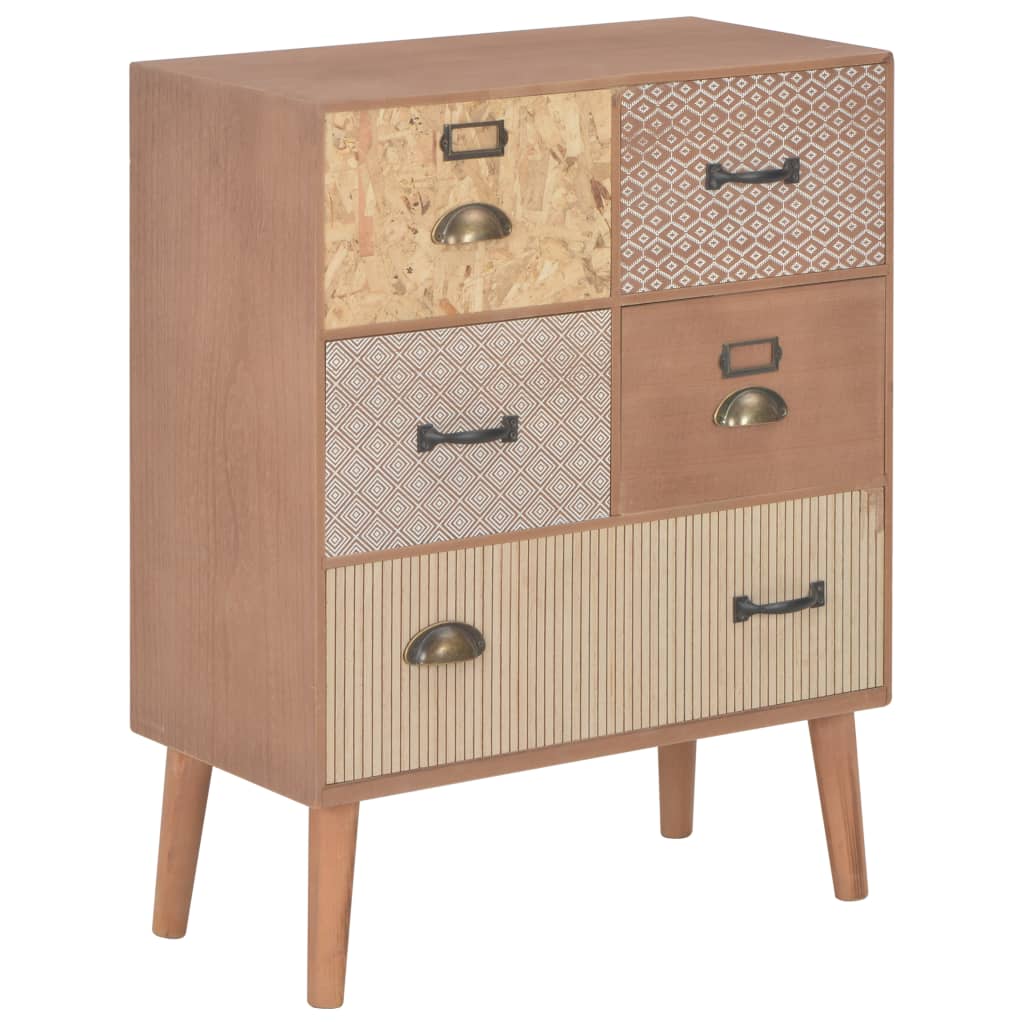 Comoda cu 5 sertare, vidaXL, MDF-Lemn de pin, 60 x 30 x 78 cm, Maro
